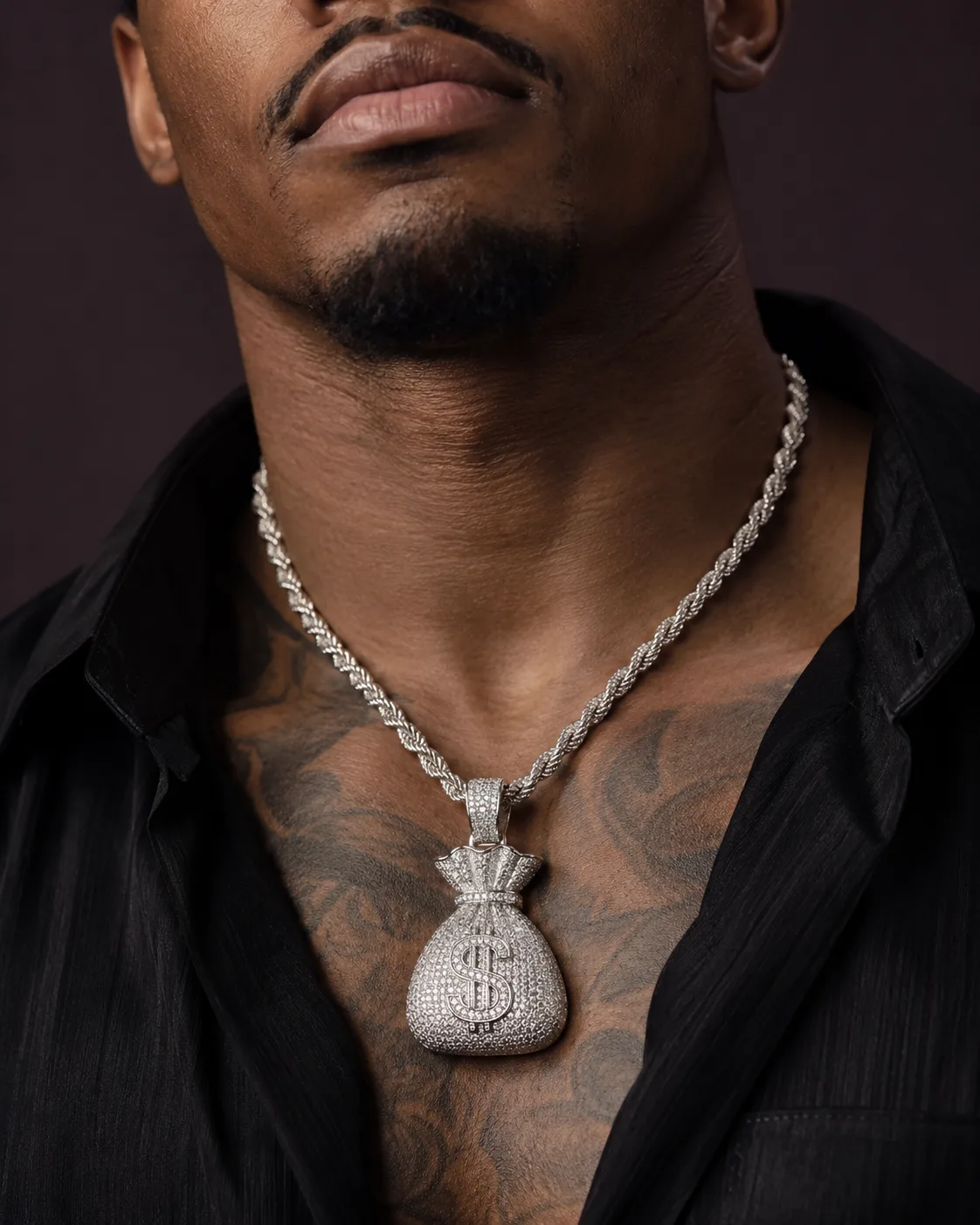 Iced Money Bag Pendant